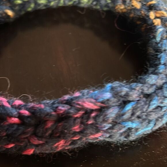 Hand Crafted stretch 100% wool headband turquoise green mocha pink navy Medium - Picture 9 of 11